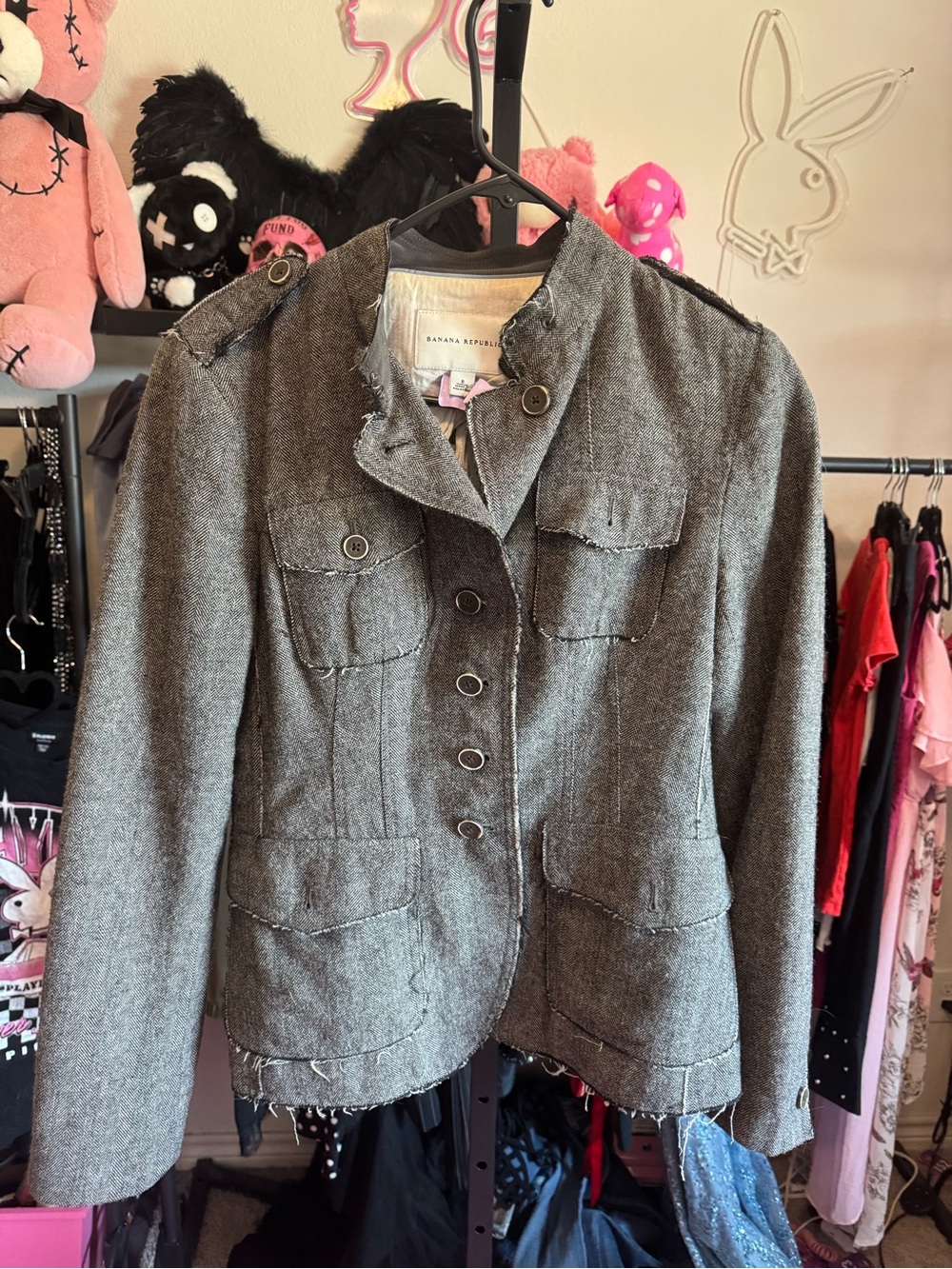 Banana Republic Gray Military-Style Blazer Jacket